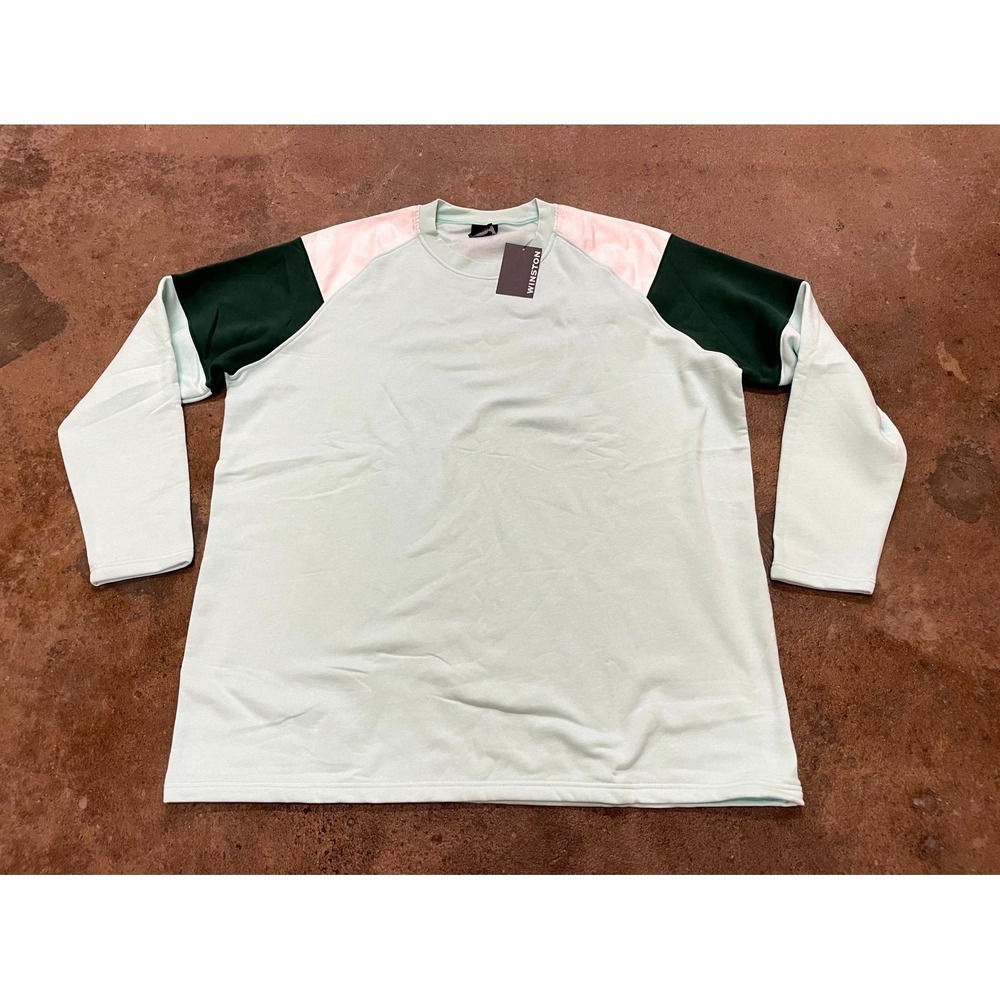 Winston Sweatshirt Mens 3XL Mint Green Fleece Lined Colorblock‎ Sleeve Crewneck